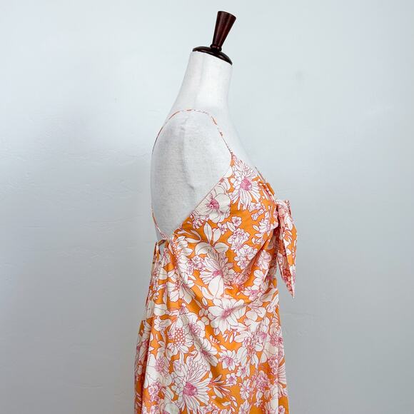 J. Crew Tie-Front Strappy Orange Floral Midi Dress NWT - Picture 7 of 11
